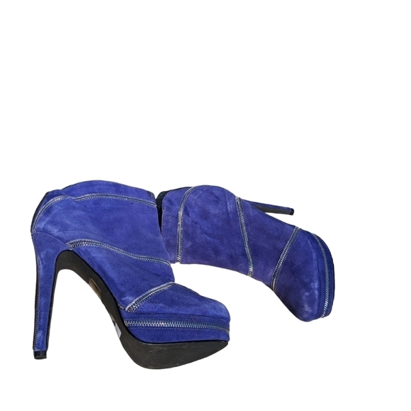 Collin Stuart Leather Zipper Platform Stilletto Heal Boots - Picture 5 of 8